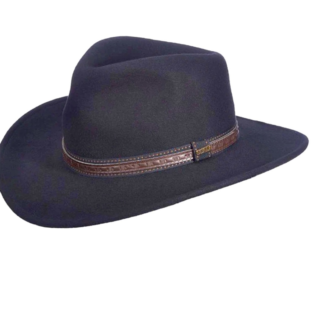 EUC Scala black crushable outback style western festival, cowboy hat, XL